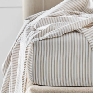 Parish Fitted Sheet - Natural & White