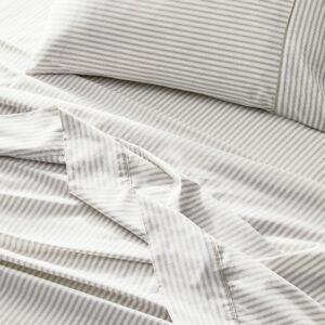 Parish Flat Sheet - Natural & White