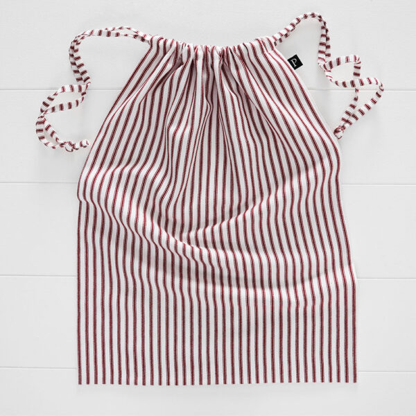 Red Ticking Drawstring Bag